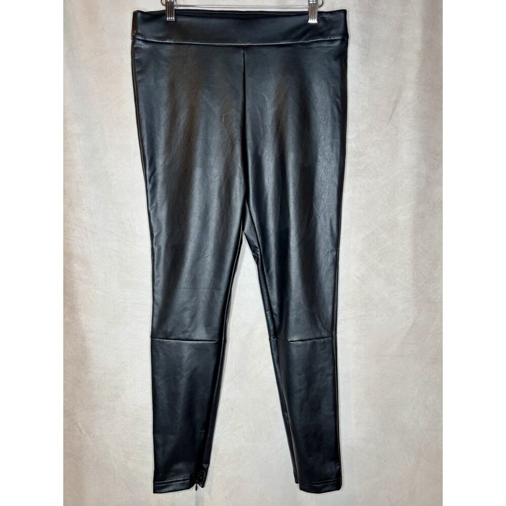 A New Day Faux Leather Leggings Black High Rise Zip Ankle L